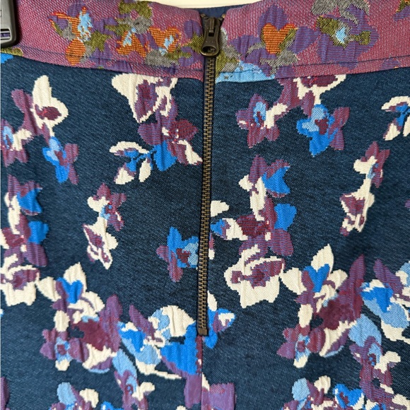 Anthropologie Maeve Women’s Blue Purple Printed Floral Jaccquard Mini Skirt - Picture 9 of 10